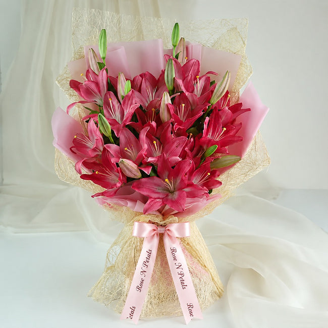 Adorable Asiatic Pink Lilies Bouquet Hover Image