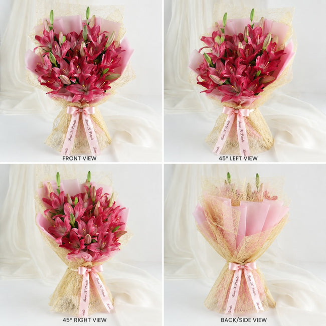 Adorable Asiatic Pink Lilies Bouquet Main Image
